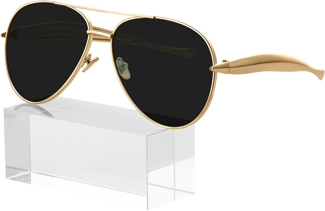 KesaPlan Retro Gold Aviator Sunglasses for Women Men, 70s Retro Pilot Shield 2025 Metal Frame Eyewear Sun Glasses(Gold/Grey)