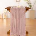 Socomi 3pcs Pink Cheesecloth Table Runner Summer Boho Rustic Gauze Dusty Pink Farmhouse 120 inch 10FT Cheese Cloth Sheer Runner for Wedding Party Baby Shower Birthday Home Decor