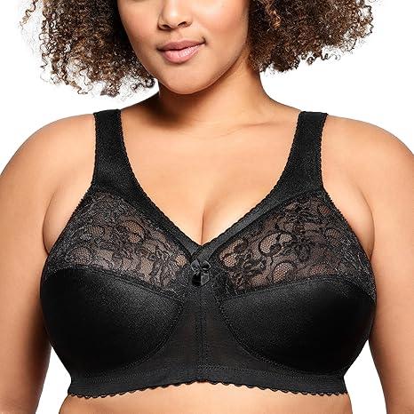 Full Figure Plus Size MagicLift Original Support Bra Wirefree #1000, Black, 42J