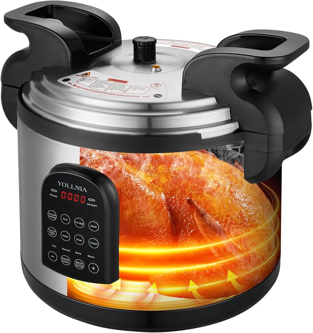 17.8QT Commercial Electric Pressure Cooker stainless steel Pressure Cooker | 24-hour Presetting |12 in 1 slow cooker with temperature control | LED Multifunction Food Warmer with nonstick pot