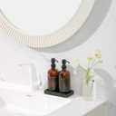 Prus Waso Amber Glass Soap Dispenser Set, Hand Soap and Lotion Set with Black Stainless Steel Pump, Perfect for Modern Bathroom Decor. (Amber)