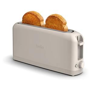 bella 2 Slice Slim Toaster, Fitsanywhere™ Kitchenware, 6 Setting Shade Control with Reheat & Cancel Buttons, Fits sourdough, 10” Long Slot, Anti Jam & Auto Shutoff, 900 Watt, Oatmilk