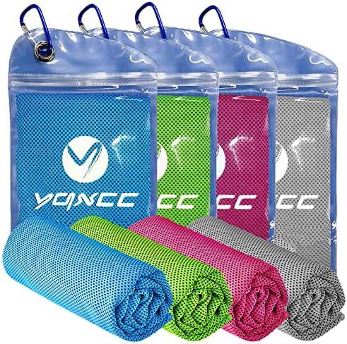 YQXCC 4 Pack Cooling Towels (40"x12") Cool Towel, Cold Towel, Microfiber Soft Breathable Chilly Ice Towel for Sport, Yoga, Golf, Gym, Camping, Running, Fitness, Workout & More Activities