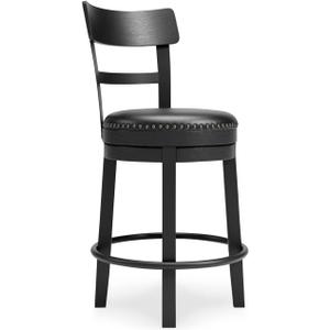 Signature Design by Ashley Valebeck Faux Leather Pub Height Swivel Barstool, 24.38" Seat Height, Black (Counter)