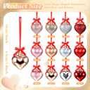 Ceenna 36 Pcs Valentine's Day Heart Shaped Ornaments Heart Shaped Decor for Tree Valentine's Day Wedding Anniversary Party Decoration(Pink, Silver, Red, Champagne Gold)