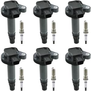 UF553 Ignition Coil & Platinum Spark Plug Compatible with 3.5L 3.7 Ford Edge Explorer F150 Flex MKS MKT MKZ MKT Mazda 6 2007 2008 2009 2010 2011 2012 2013 2014 2015 2016 Replacement for 5C1652 DG520