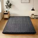 Premium Foam 3.2" Thick Japanese Futon Floor Mattress - Queen Size 60"x80" 100% High-Density Foam,Comfortable Sleeping Pad,Tatami Mat for Dorm,Bedroom or Guest RoomBoys Girls Dormitory Pads(Black)