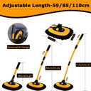 WillingHeart 15 Curved Car Wash Brush with Long Handle 43" Extension Pole RV Truck Microfiber Cleaning Mop Auto SUV Wheel Boat Exterior Interior Detailing 2 in 1 Carwash Duster Not Hurt Paint, Yellow