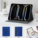 HFcoupe for M4 iPad Pro 13 inch Case 2024, Book Style iPad Pro 7th Generation Cover with Elastic Pencil Holder, Magnetic Closure, Auto Wake/Sleep Embossed Protective Folio for iPad pro 13", Navy