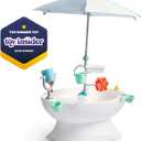 Step2 Sunshine Springs Splash Water Table with CoolBreeze Misting Canopy, Kids Outdoor Water Play Table with Umbrella for Toddlers and Preschoolers, 8 Accessories, Ages 2+, White