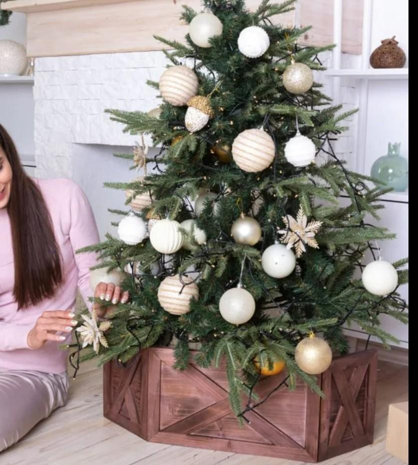 Rustic Wooden Tree Collar Box - Farmhouse Christmas Tree Stand Decor with Vintage Weathered Wood (Folding, Brown) - Christmas Tree Box Stand Farmhouse Rustic Decor - Vintage Weathered Wood Decoration Rustic Wooden Tree Collar Box - Farmhouse Christmas Tree Stand Decor with Vintage Weathered Wood (Folding, Brown) - Christmas Tree Box Stand Farmhouse Rustic Decor - Vintage Weathered Wood Decoration