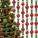 Geosar 2 Pcs Christmas Tree Bead Garland 9 Feet Twisted Beads Pearl Garland Red and Green Xmas Tree Bead for Christmas Party Fireplace Wreath Ornaments