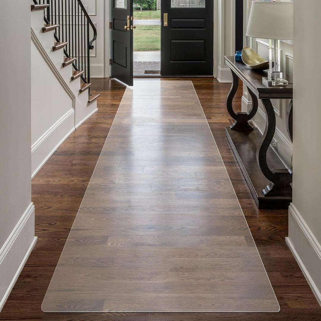Vicwe Clear Runner Rug for Hallway, 2'x8' No Slip Waterproof Kitchen Standing Floor Mat, Vinyl Indoor Outdoor Entryway Runner Rug for Laundry, Living Room