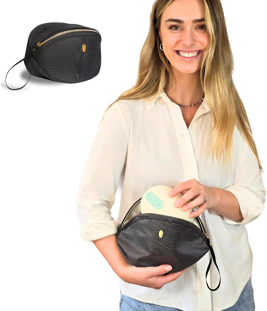 Wearable Breast Pump Bag - Fits Elvie, Willow, Momcozy and All Others - Black Small Pump Bag with Wrist Strap  Hands-Free Pump Carrying Case and Storage for Travel