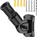 Heavy Duty T304 Stainless Steel Flag Pole Bracket - 180 Adjustable Flag Pole Holder for House with Two Installation Methods, Flag Mount for 1" Diameter Pole, Wind Resistant&Rust Free Black