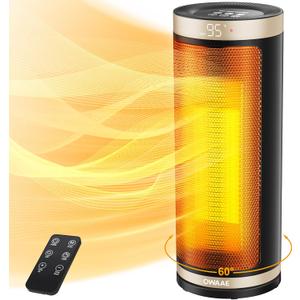 Space Heater Indoor, 1500W PTC Electric Heater with Thermostat and Timer, 2s Fast Heating heaters for Indoor Use Large Room Bedroom Home Office