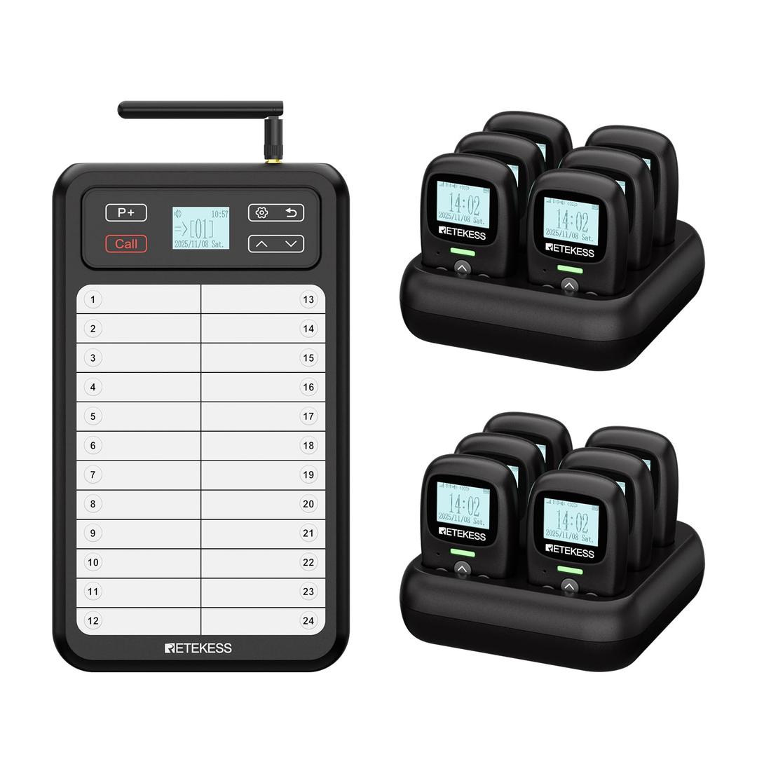 Retekess TD037 Waitress Pager System with 24-Key Writing Board (12 Pack