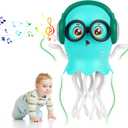 Dancing Jellyfish Babies Toy Music Crawling Octopus 6-12 Months Tummy Time Toys Magic Glowing Squid 1st Birthday Gifts for Toddlers 1 2 3 4 5 6 Year Old Kids Funny Gift for Baby Girl Boy Age 1-3 (Green)