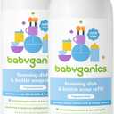 Babyganics Foaming Dish & Bottle Soap, Fragrance Free, Plant-Derived Cleaning Power, Removes Dried Milk, 32 Fl Oz (Pack of 2), Packaging May Vary