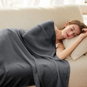 AmyHomie Cooling Blanket, 100% Rayon Derived from Bamboo, Cool Summer Blanket for Hot Sleepers, Soft Comfy Lightweight Blankets for All Seasons(Dark Gray, 7991in) (79" x 91")