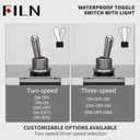 1Pcs Rocker Toggle Switch 12V 20A Heavy Duty Racing Car Auto SPST On/Off Toggle Switch Red LED Illuminated 6 Pin with Yellow Waterproof Safety Cover Third Gear Green/red/Green