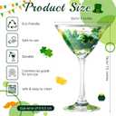 Qinyoung 4 Pcs St. Patrick's Day Shamrock Martini Glass Stemmed Hand Painted Clover Wine Glass Lucky Cocktail Glasses Bar Goblet Drinkware for Irish Theme Holiday Party Gifts