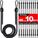 10PCS 48Inch Bungee Cords with Hooks,10-48 Inch Adjustable Bungee Cords, Natural Latex Elastic Ropes - Black Elastic Straps for Camping Gear, Home Storage, Office Organization