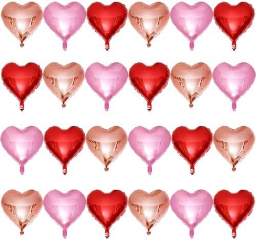 Froova Heart Balloons 15Pcs 18 Inch Valentines Day Balloons Heart Shaped Mylar Balloon for Girls Women Anniversary Sweet Valentine Day Romantic Decorations Special Night Party (Blush, Red, Purple)