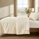 Wonderful Cotton Waffle Weave Comforter Set King Size, 3 Piece Cream Textured 3D Waffle Lightweight Comforter Set, Soft & Breathable, Pet-Friendly All-Season Bedding for Hot Sleepers