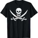 Jolly Roger Pirate Flag Calico Jack Halloween Costume T-Shirt, Size Medium