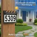 Solar House Numbers for Outside Light Up - 3000K/6000k 2 Modes, Aluminum Waterproof LED Lighted Address Signs for Houses, Solar Powered Wall-Mounted Illuminated Address Plaque for Yard Home