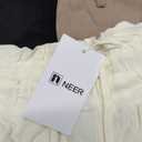 Neer 3 Pack Women's Linen Bermuda Shorts Summer Wide Leg Cotton Casual High Waist Drawstring Mid Length Shorts with Pockets, Black,Dark Khaki, Cream L