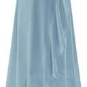 Women Flowy Long Skirt Ruffle Summer Beach Skirts Elastic Waist A-line Chiffon Casual Midi Skirt with Lining (Blue, L)