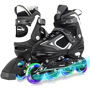 MammyGol Adjustable Inline Skates for Kids Boys Girls Youth Blades Roller Skates with Light up Wheels Size US 1-4