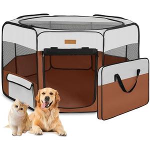 Amazon.com : Dog Playpen, Portable Pet Play Pen for Cat, Puppies, Rabbits, Chickens, Foldable Large-Capacity Pet Tent for Indoor/Outdoor Travel Camping Brown : Pet Supplies