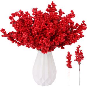 LOMIMOS 30PCS Large Artificial Red Berry Stems,10.6inch/9inch Christmas Red Berry Picks Holly Berry Branches for Christmas Tree Decorations DIY Crafts Xmas Ornaments Winter Holiday Home Decor