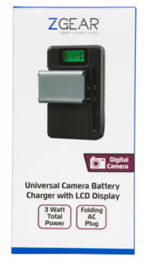 ZGEAR - Universal Camera Battery Charger W/LCD Charge Display