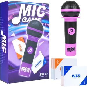 Mic misheard Music Trivia Card Game, Grab Karaoke Party Game for 2-10 Players, Music Card with 250 Lyrics (125 Cards) for Hilarious Nights Adult Christmas & Birthday Gifts (Purple)