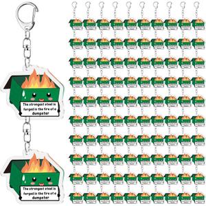 Quelay 100 Pcs Back to School Support Gifts Dumpster Fire Acrylic Keychains Teacher Christmas Employee Appreciation Gifts (Green)