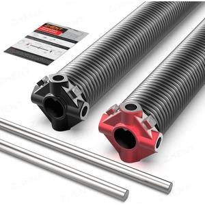 Garage Door Torsion Springs 2'' (Pair) with Non-Slip Winding Bars, Coated Torsion Springs with a Minimum of 18,000 Cycles (0.250''X2''X39'')