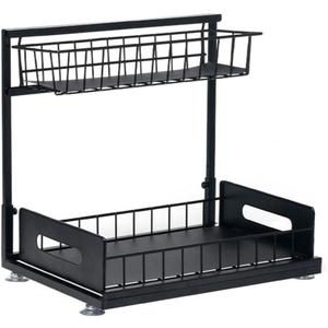 TONYS FINEST Under Sink Organizer Pull Out Cabinet 2-Tier Bathroom Kitchen Organizer