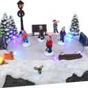 Christmas Village Tabletop Hockey Skating Rink - Animated Musical Pre-lit Winter Snow Village - Perfect Addition to Your Christmas Indoor Home Decorations - Great Centerpiece for Your Collection, 11.02 x 7.87 x 6.10