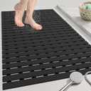 OTHWAY Large Shower Mat, 35.4 x 24 Inch No Suction Cup Shower Mat Non Slip, Quick Drain Non Slip Shower Mats for Inside Shower, Heavy Duty Curlable PVC Stand up Shower Floor Mat, Black
