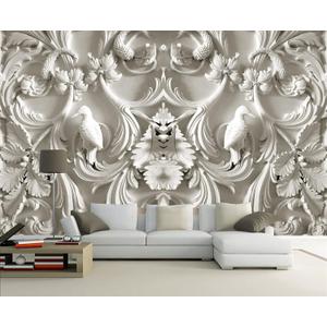 White Gypsum Art wall Mural Wallpaper for Bedroom 137" x 100"(Not Peel and Stick)