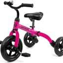 Ancaixin 3 in 1 Toddler Tricycles for 2-5 Years Old Girls and Boys with Adjustable Seat Detachable Pedal and Bell | Foldable Baby Balance Bike Riding Toys | Kids Birthday Christmas New Year Gift Pink