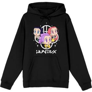 Kpop Demon Hunters Huntrx Excited Kawaii Men's Black Long Sleeve Hoodie (XXL)