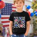 Boys 4th of July Shirt Kid 250th Anniversary Patriotic Tee Toddler America Flag Independence Day T-Shirts (3-10T) (Black)