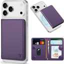 TUCCH for Magsafe Wallet with 6 Card Holders, RFID Blocking [Clear ID Window] PU Leather Men Women Folio Magnetic Phone Wallet for iPhone 17/16/15/14/13/12/Plus/Air/Pro/Pro Max Series, Dark Purple