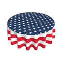 Patriotic Tablecloth Round 60 Inch 4th of July Table Cloth Washable Spillproof Wrinkle Free Blue Red White Independence Day Holiday Fabric Table Cover for Indoor Outdoor Kitchen Dinning Round Tables