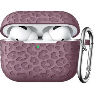 DGege for Airpods Pro 2nd Generation Case Cover Compatible with Airpod Pro Case Cover, Leopard Engraved Skin Cover Compatible with Apple Airpods Pro 2nd/1st Case,Front LED Visible, Smoke Violet
